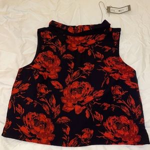 NWT Eva Mendes rose jacquard crop top 6